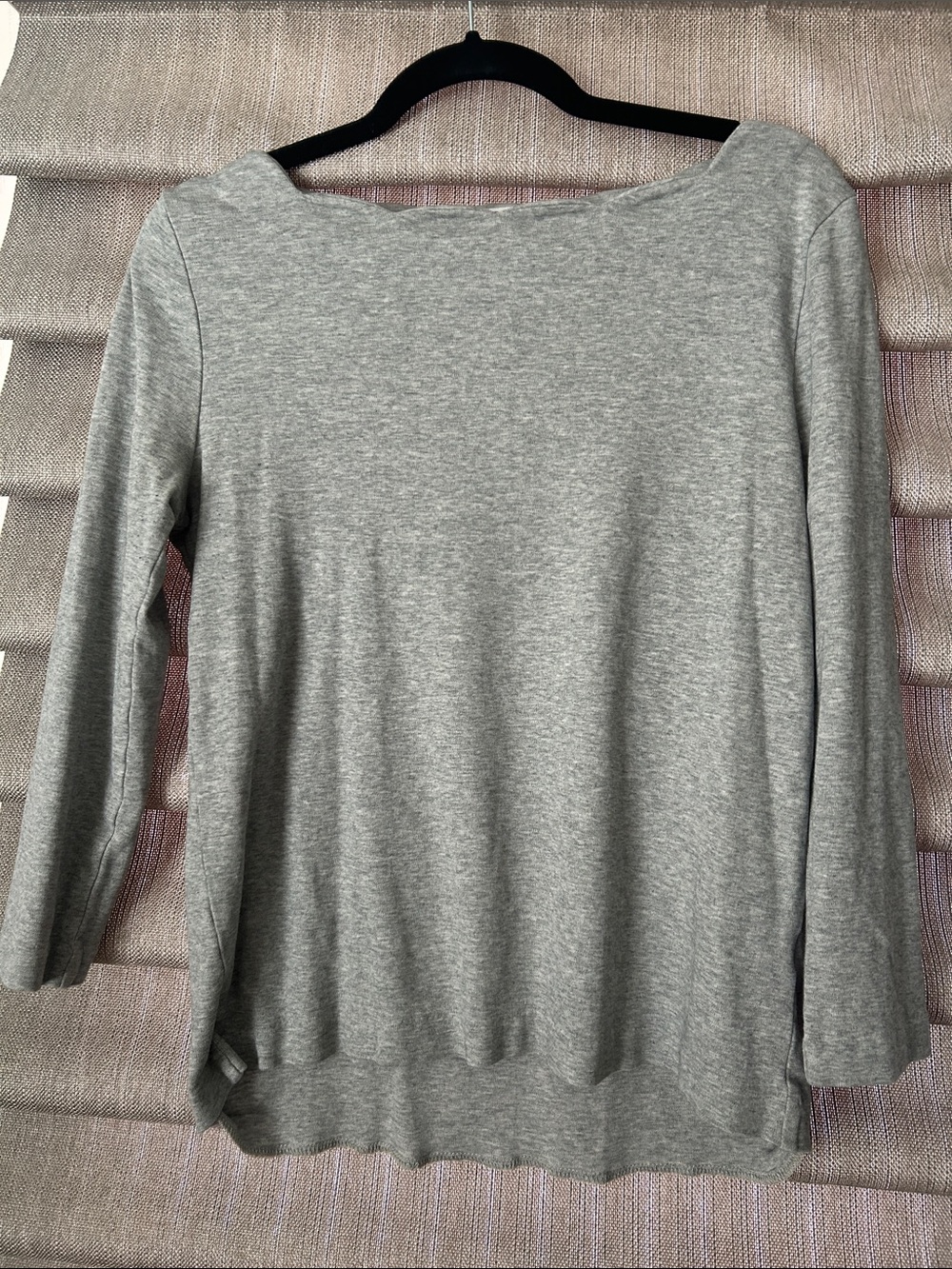 J. Crew Light Gray Boatneck Long Sleeve Top